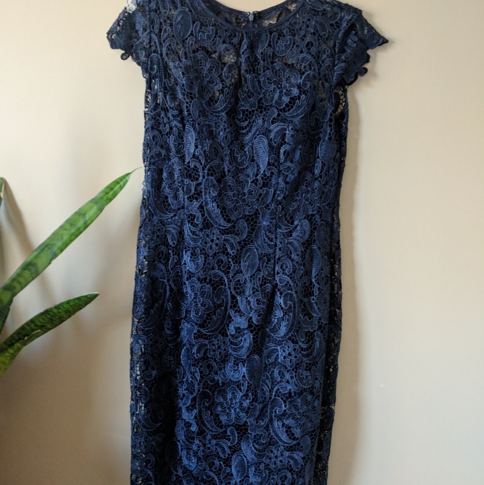 Navy lace formal dress